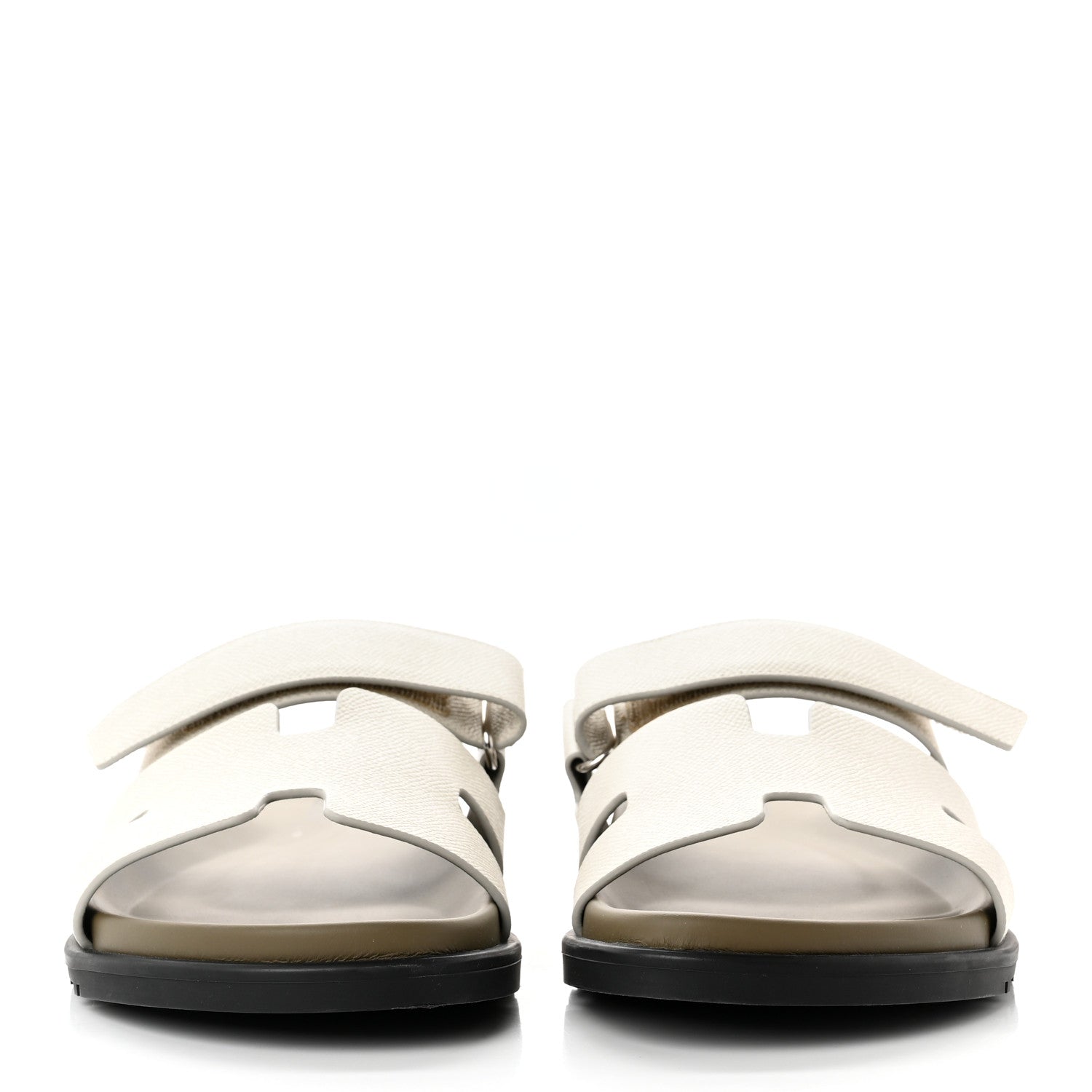 Hermes Epsom Mens Chypre Sandals 41 Beige Glaise Vert Toundra 2 of 9