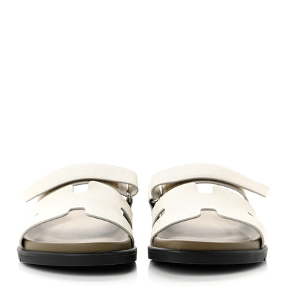 Hermes Epsom Mens Chypre Sandals 41 Beige Glaise Vert Toundra 2 of 9