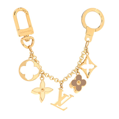 Louis Vuitton Brass Enamel Fleur De Monogram Bag Charm Chain Gold 1 of 4