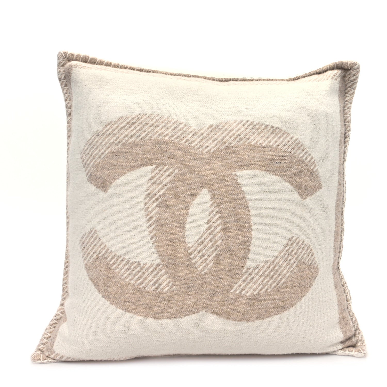 Chanel Merino Wool Cashmere CC Pillow Beige Off White 2 of 3