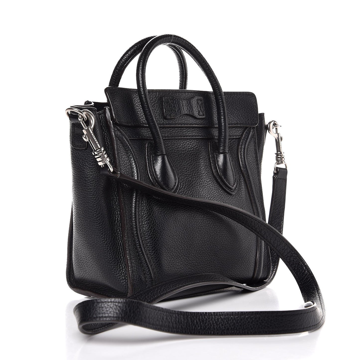 Drummed Calfskin Nano Luggage Black