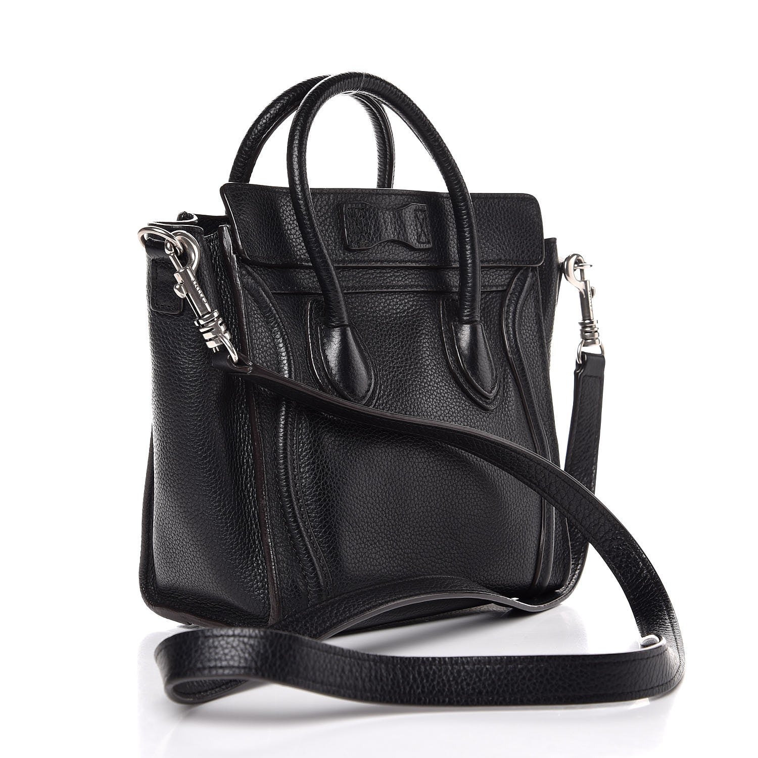 Celine Drummed Calfskin Nano Luggage Black 3 of 7