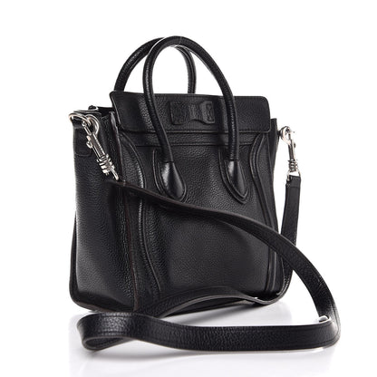 Celine Drummed Calfskin Nano Luggage Black 3 of 7