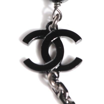 Chanel Pearl Beaded CC Long Necklace Ruthenium Black 3 of 5