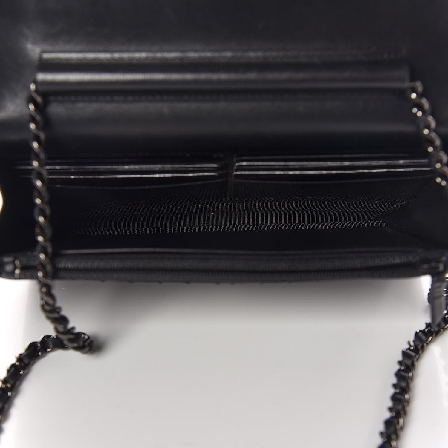 Chanel Lambskin Chevron Quilted Wallet On Chain WOC So Black 5 of 17