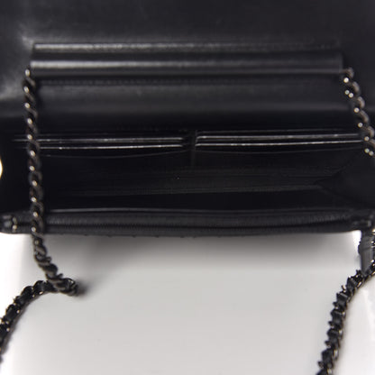Chanel Lambskin Chevron Quilted Wallet On Chain WOC So Black 5 of 17