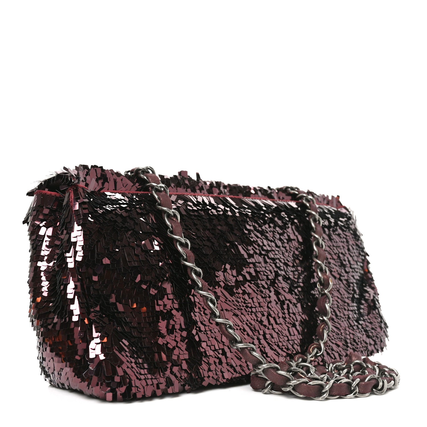 Chanel Sequin Embroidered Medium Flap Bordeaux 2 of 9