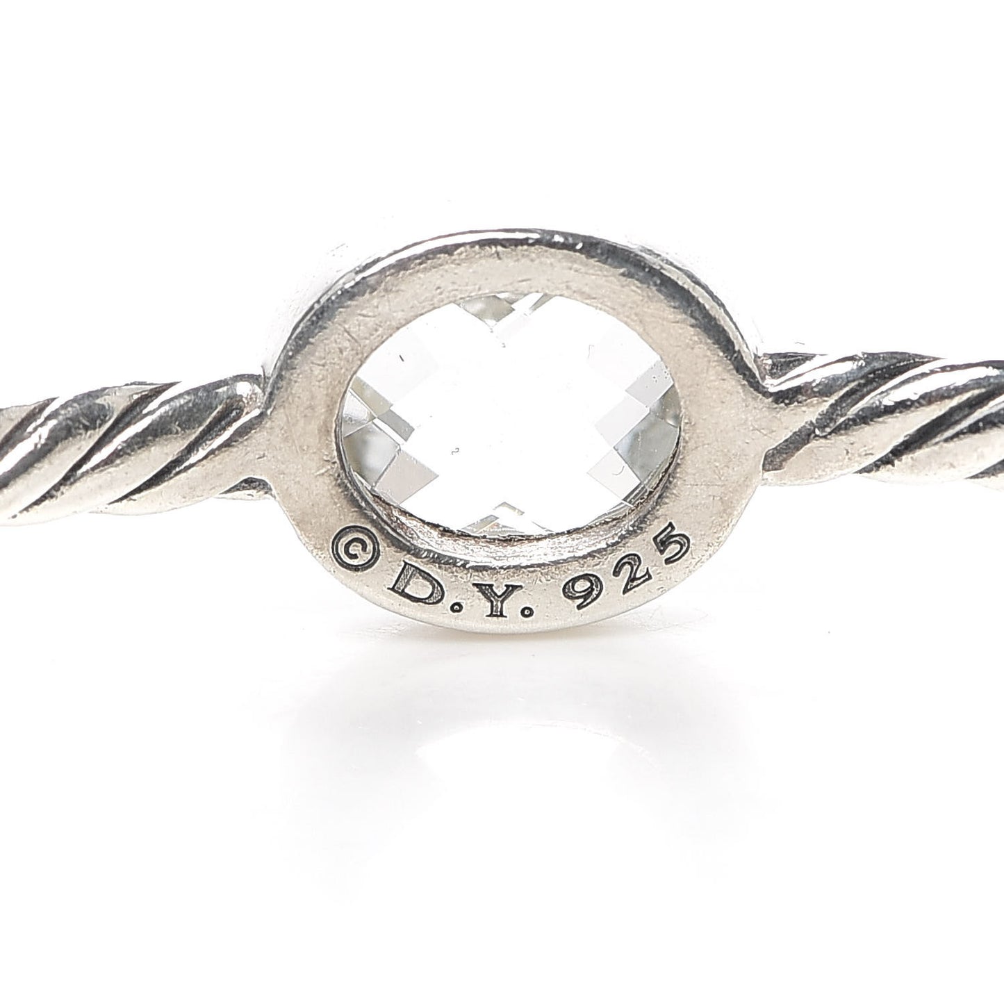 Sterling Silver Rock Crystal 3mm Four Station Bangle Bracelet