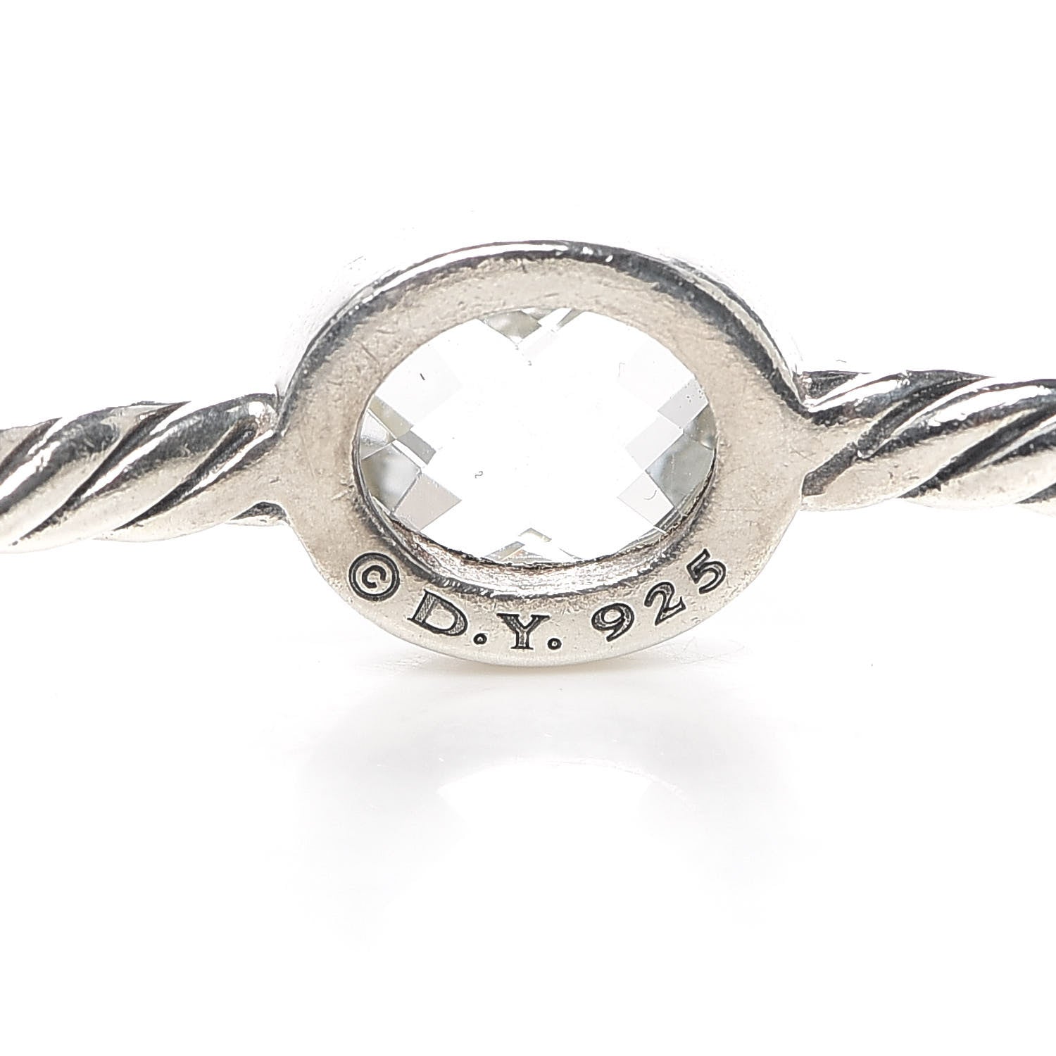 David Yurman Sterling Silver Rock Crystal 3mm Four Station Bangle Bracelet 4 of 4