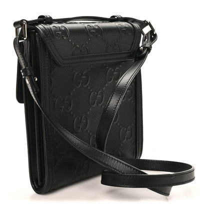 Gucci Calfskin GG Tennis Embossed Messenger Bag Black 3 of 11