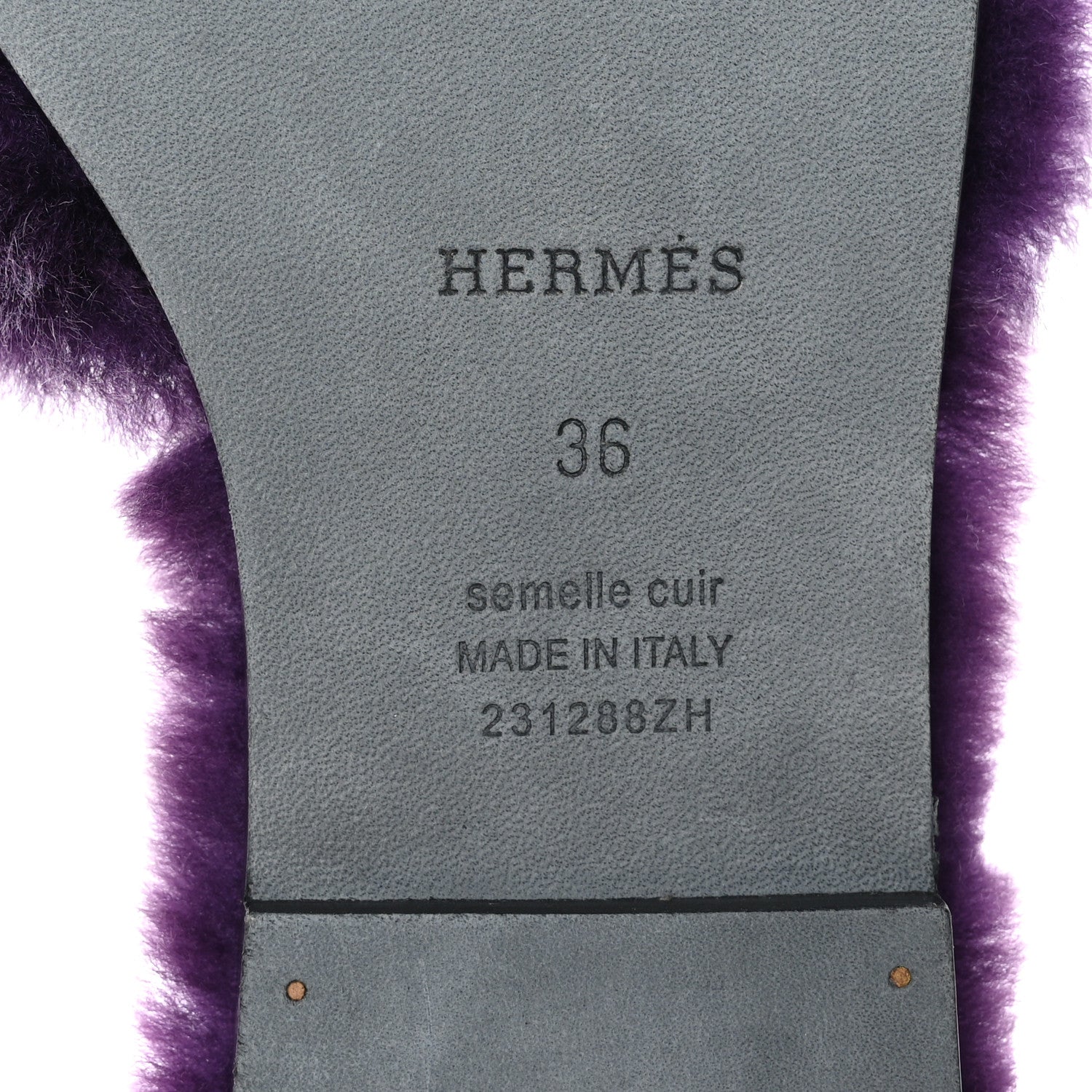 Hermes Woolskin Oran Sandals 36 Violet Fonce 6 of 8