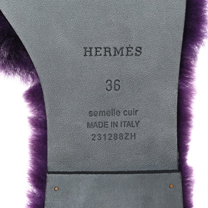 Hermes Woolskin Oran Sandals 36 Violet Fonce 6 of 8