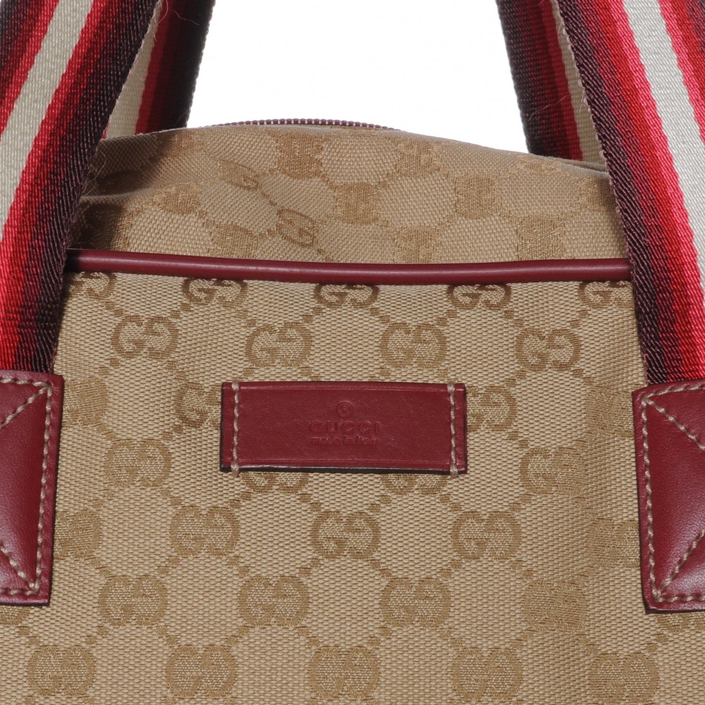 GG Monogram Web Medium Collapsable Carry On Duffle Beige Red