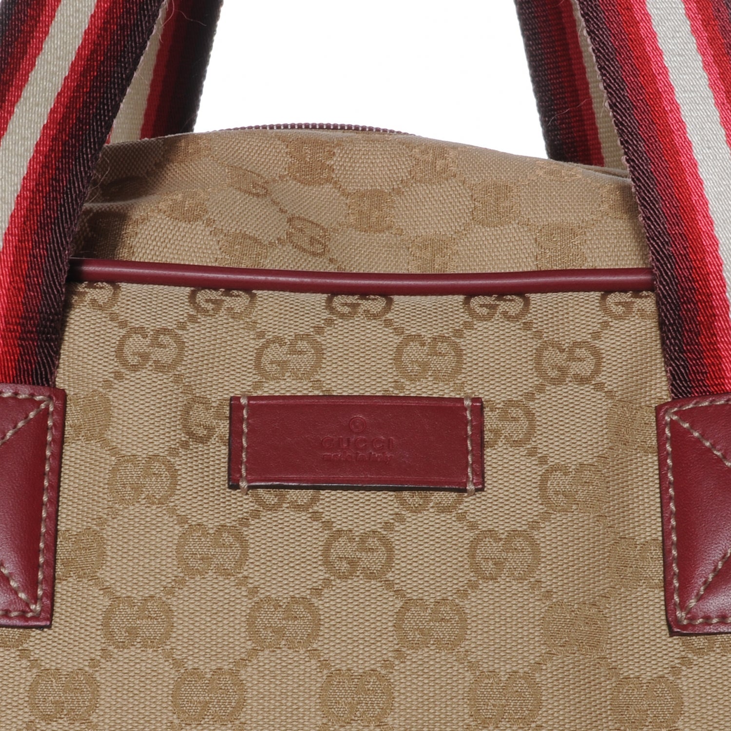 Gucci GG Monogram Web Medium Collapsable Carry On Duffle Beige Red 6 of 8