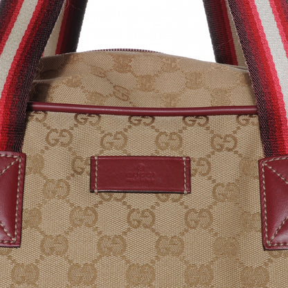 Gucci GG Monogram Web Medium Collapsable Carry On Duffle Beige Red 6 of 8