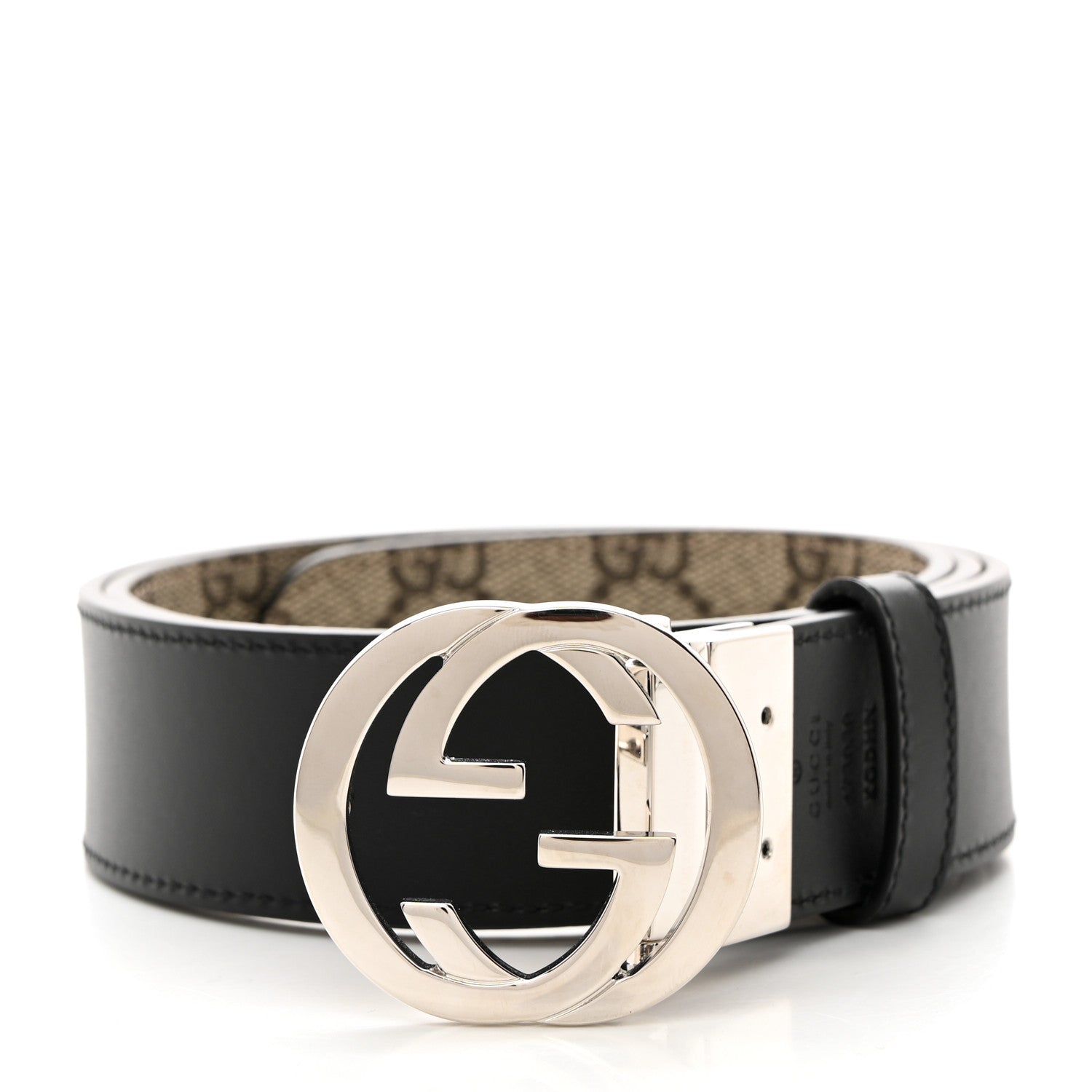 Gucci GG Supreme Monogram Selleria Interlocking G 37mm Belt 85 34 85 34 Beige Ebony Black 2 of 6