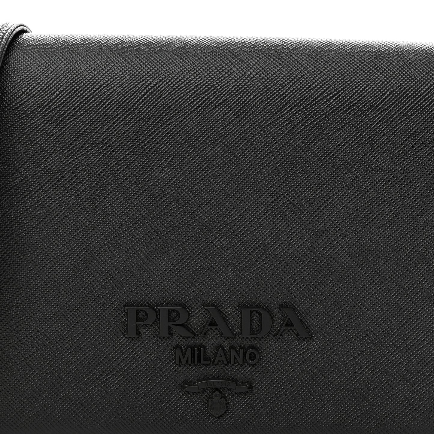 Saffiano Lux Monochrome Chain Wallet Black