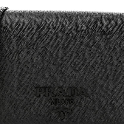 Prada Saffiano Lux Monochrome Chain Wallet Black 7 of 9