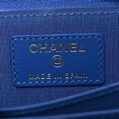 Chanel Caviar Quilted Boy Zip Around Coin Purse Wallet Blue 6 of 7
