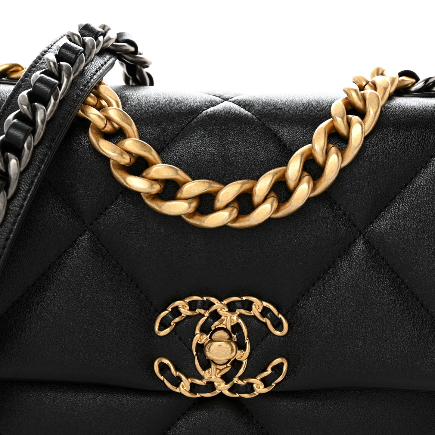 Lambskin Quilted Medium Chanel 19 Flap Black