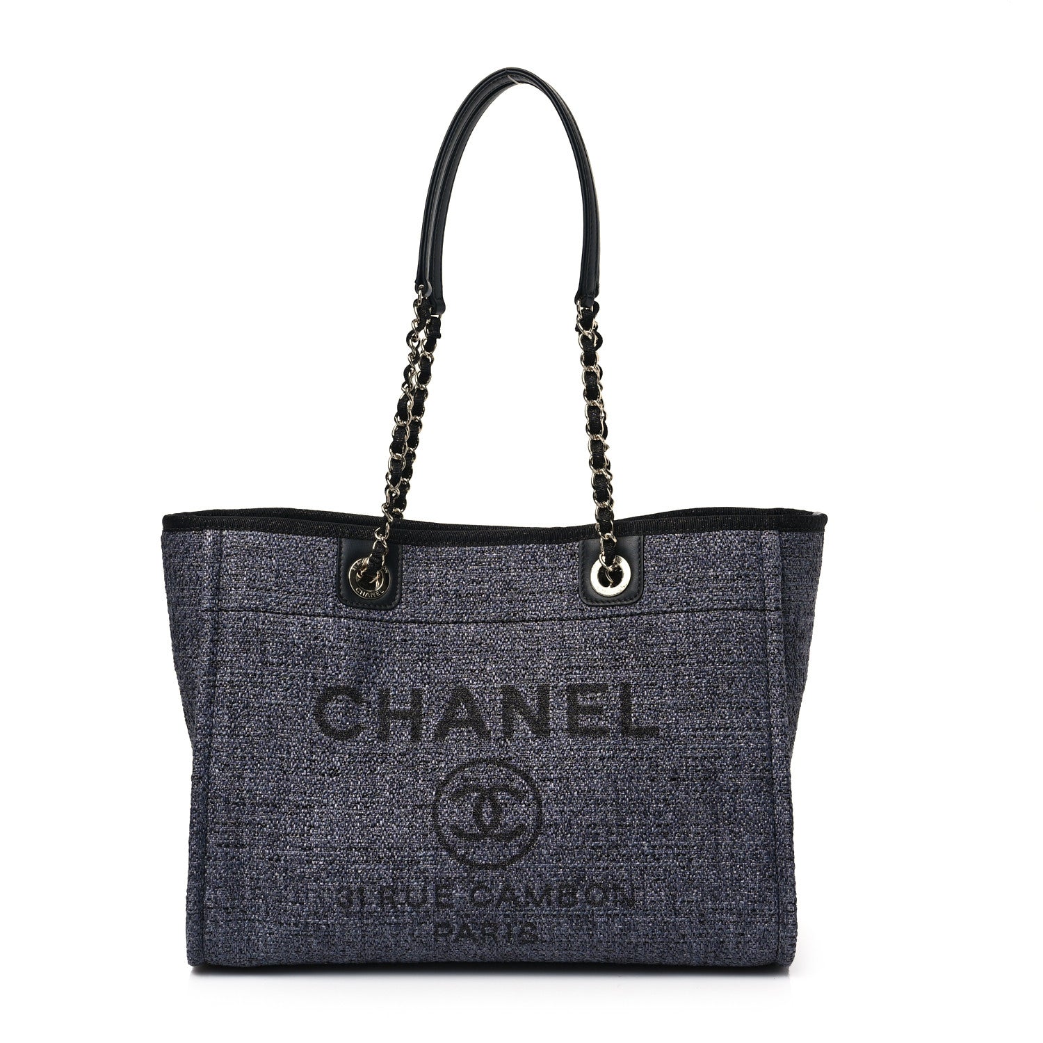 Chanel Lurex Boucle Small Deauville Tote Black 1 of 8