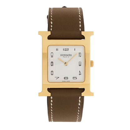Hermes Stainless Steel Swift 26mm Heure H Hour Quartz Watch Etoupe 1 of 6