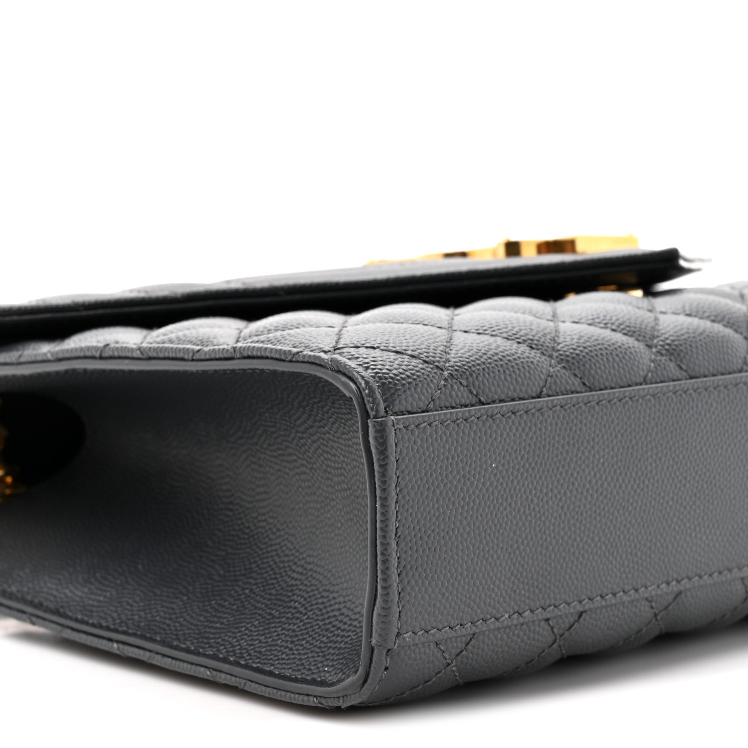 Saint Laurent Grain De Poudre Textured Mixed Matelasse Triquilt Medium Monogram Satchel Dark Smog 9 of 9