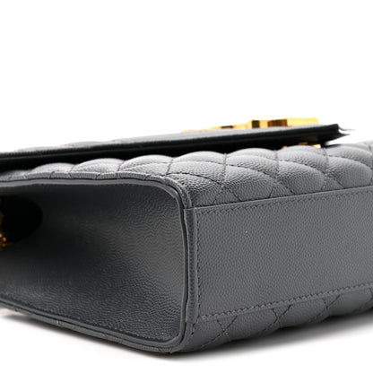 Saint Laurent Grain De Poudre Textured Mixed Matelasse Triquilt Medium Monogram Satchel Dark Smog 9 of 9