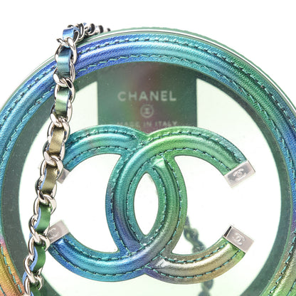 Chanel PVC Calfskin Lambskin Quilted Round Filigree Clutch With Chain Green 10 of 11