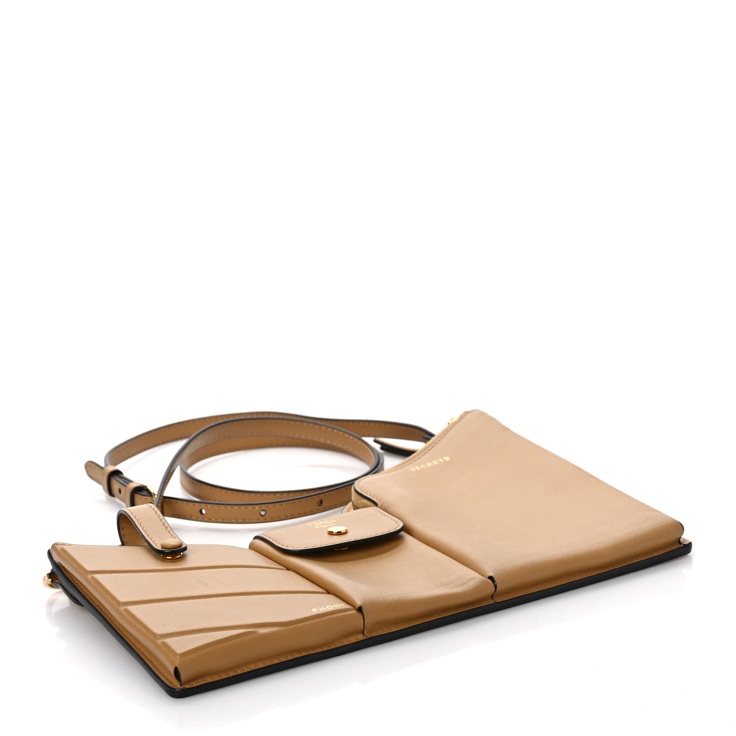 Vitello Grace Matte 3 Pocket Mini Crossbody Bag Miele Scuro