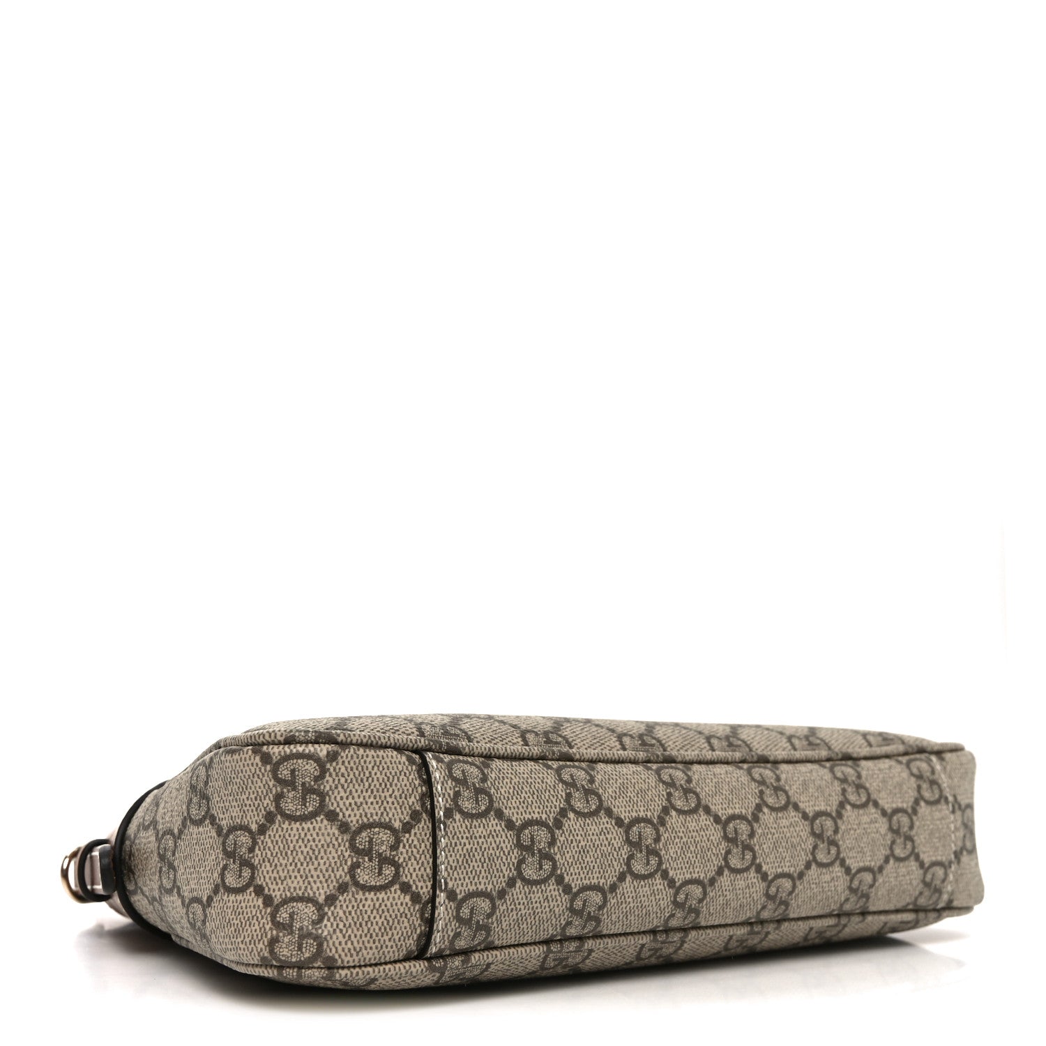 Gucci GG Supreme Monogram Textured Calfskin Small Emblem Shoulder Bag Beige Dark Brown 4 of 11