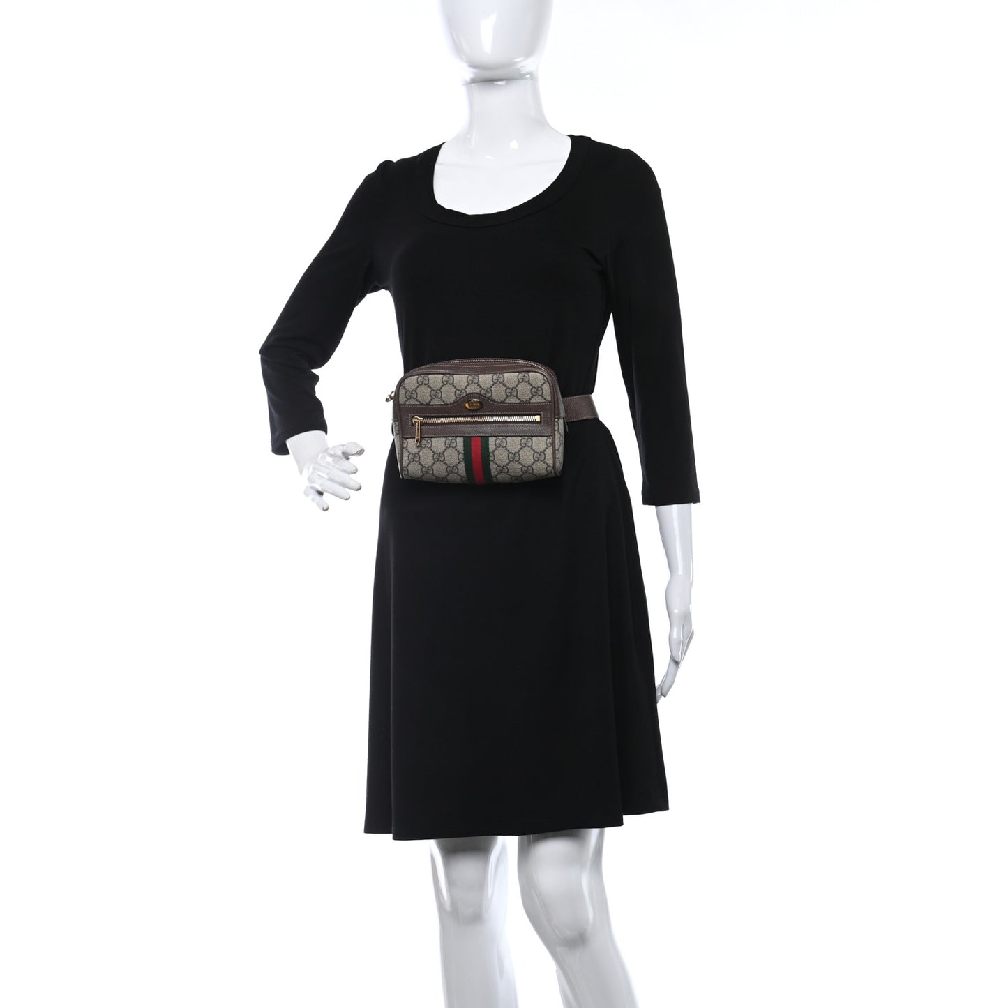 Soft GG Supreme Monogram Medium Ophidia Belt Bag Dark Brown