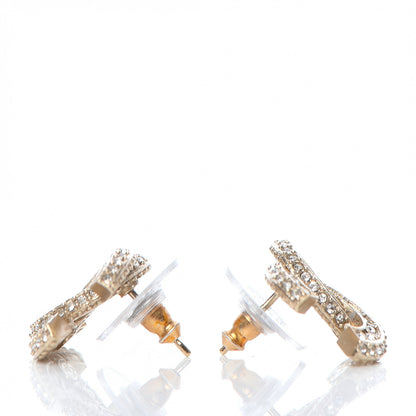Chanel Crystal Timeless CC Earrings Light Gold 3 of 5