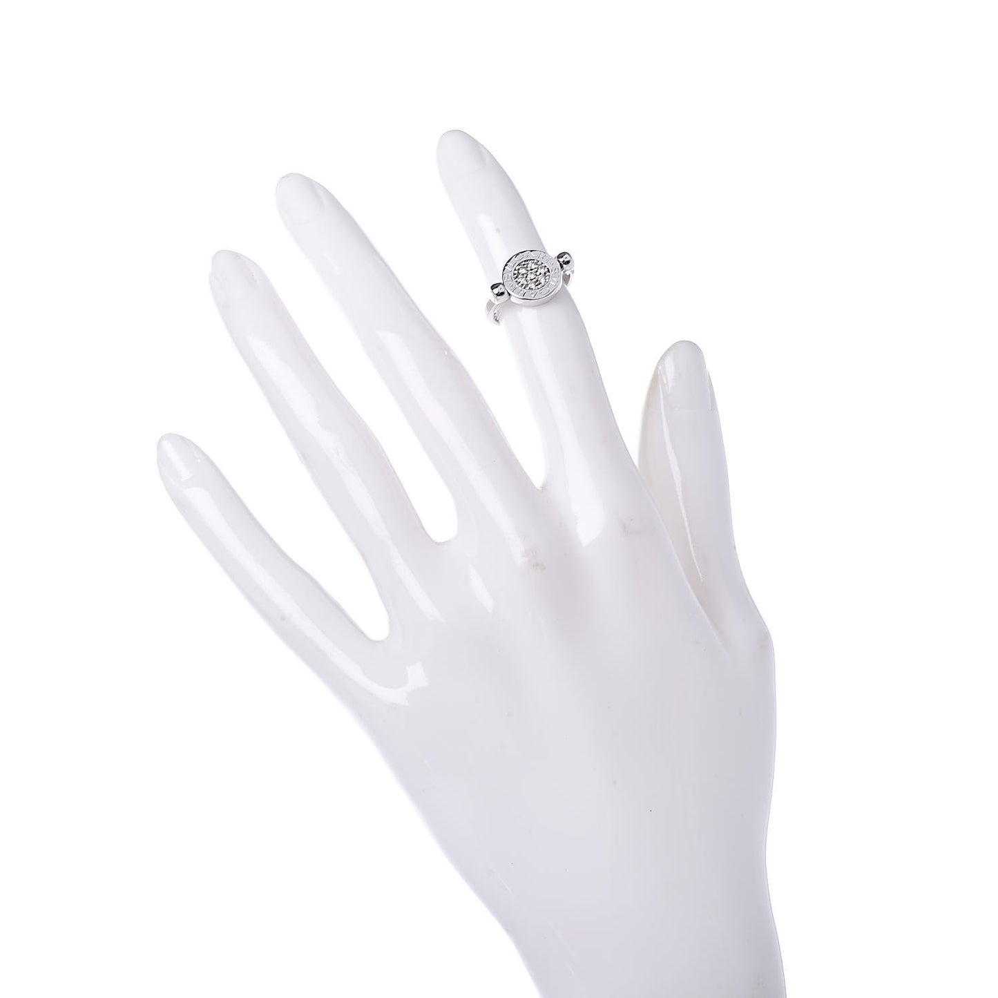 18K White Gold Diamond Black Onyx Bvlgari Bvlgari Flip Ring 48 4.5
