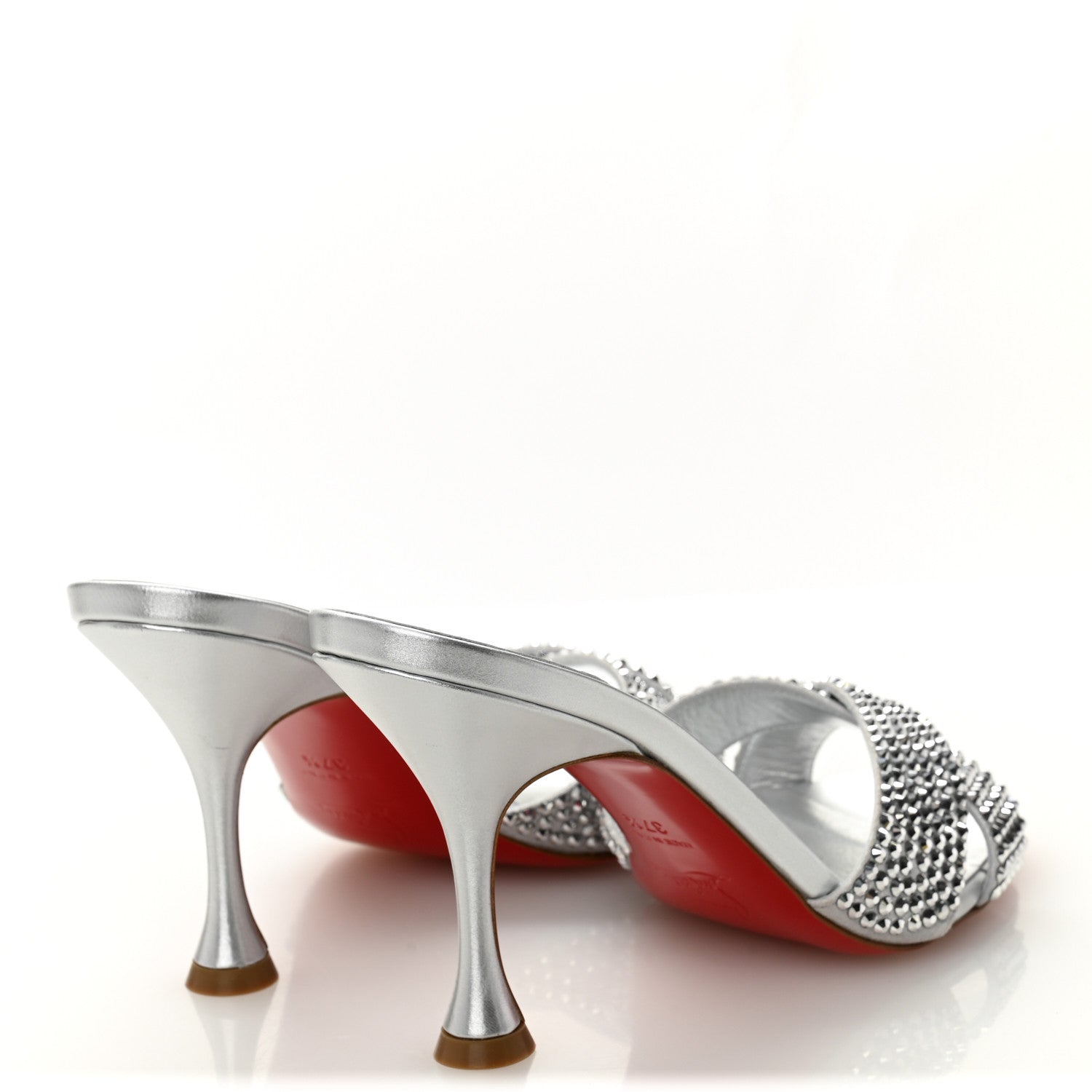 Christian Louboutin Suede Metallic Kid Lambskin Strass Mariza Is Back 85 Sandals 37.5 Silver 4 of 8