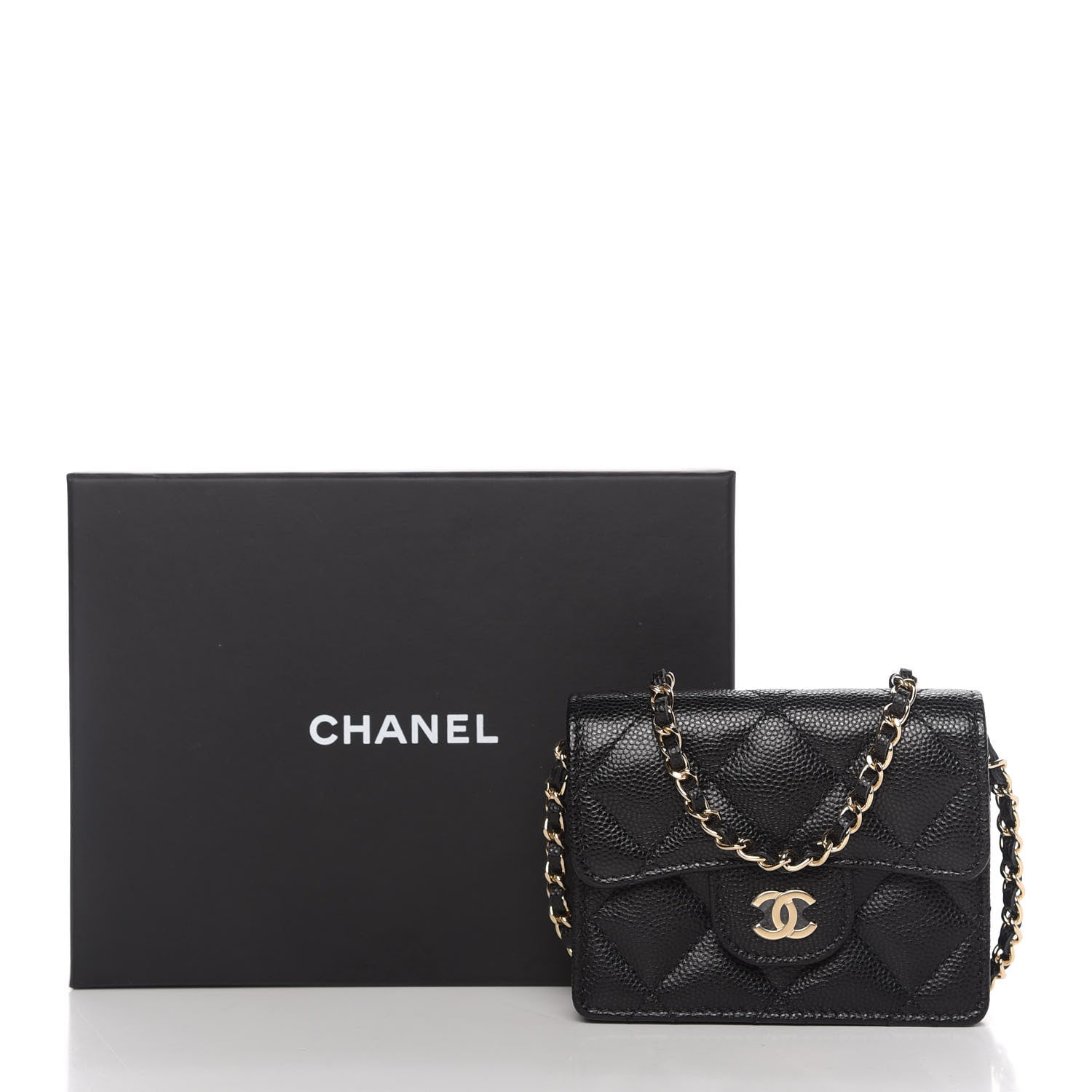 Chanel Caviar Quilted Flap Card Holder On Chain Black 11 of 11