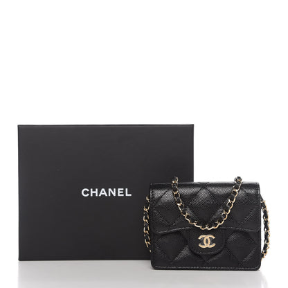 Chanel Caviar Quilted Flap Card Holder On Chain Black 11 of 11