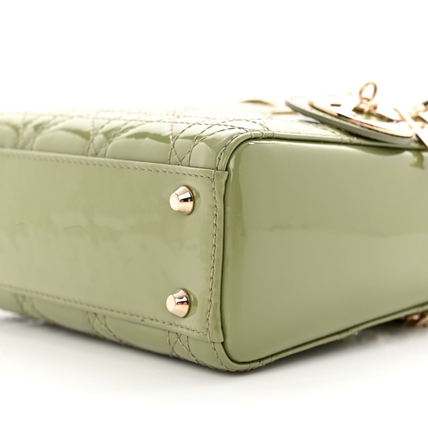 Patent Cannage Mini Lady Dior Dusty Jade