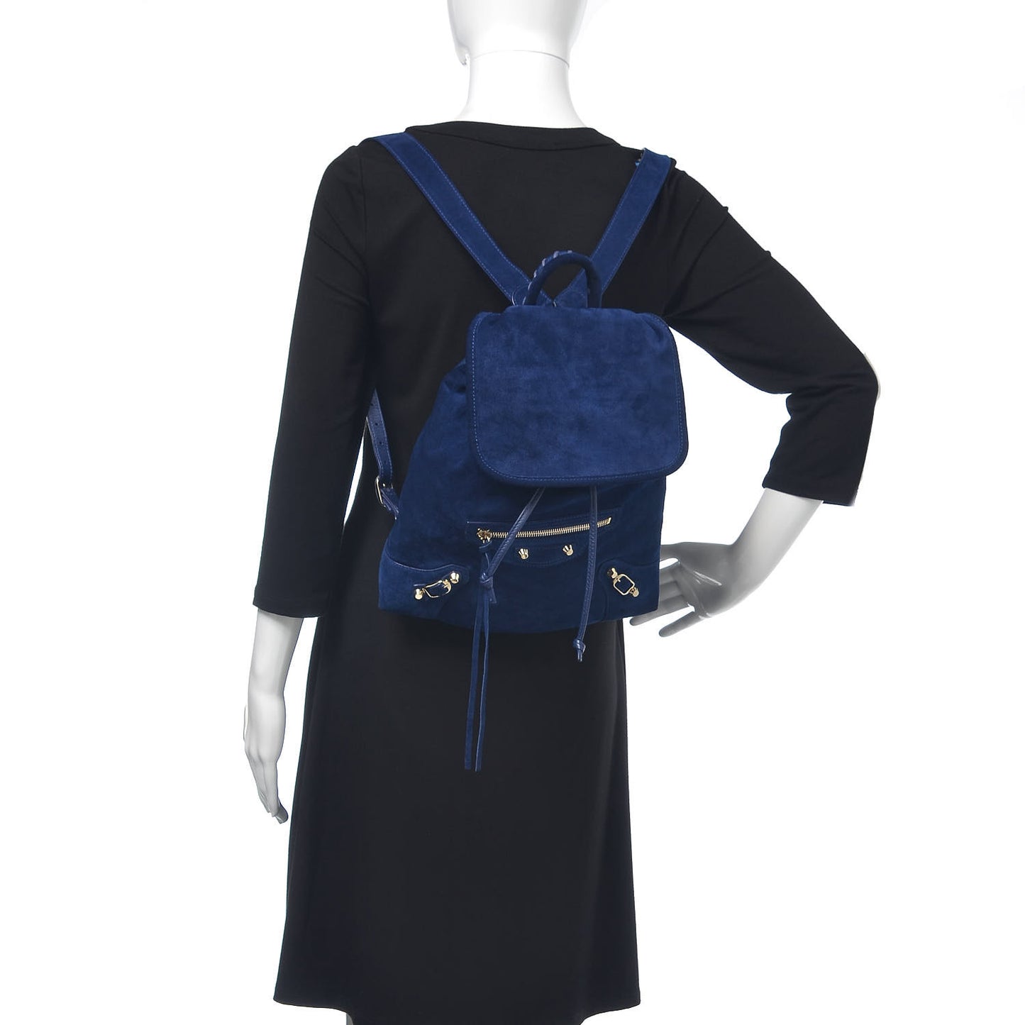Baby Daim Suede Classic Hardware Traveler Backpack Bleu Pacifique