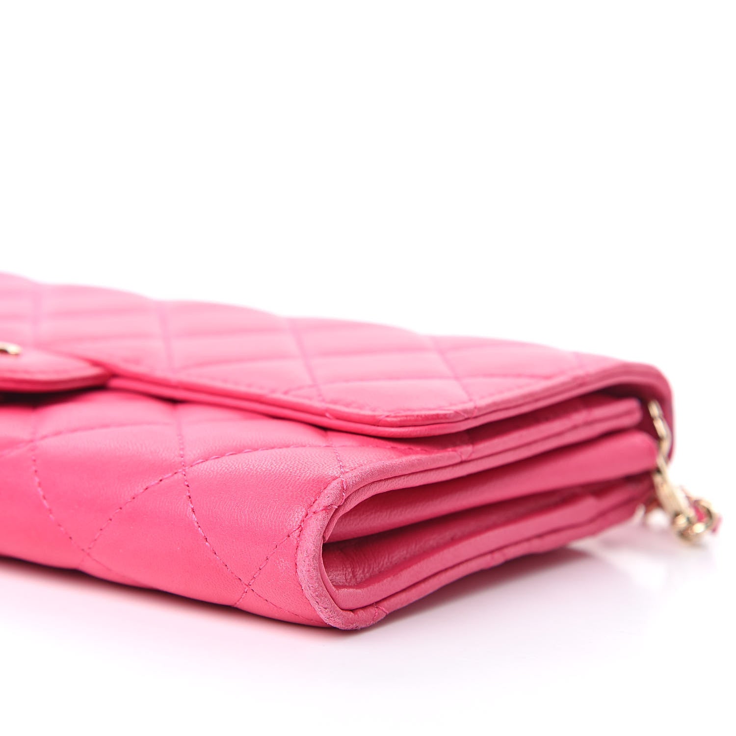 Chanel Lambskin Quilted Wallet on Removable Chain Fuchsia 14 of 16
