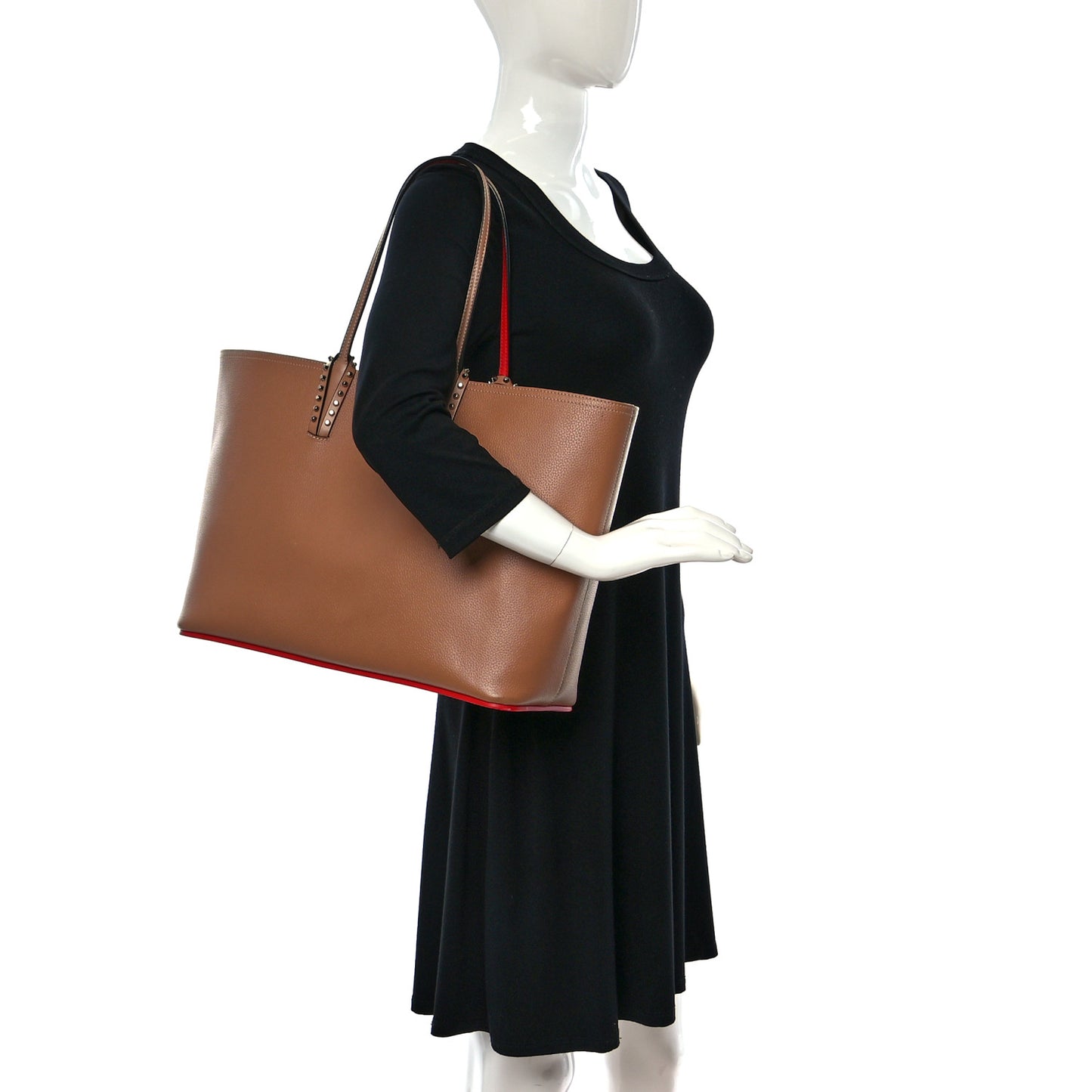Calfskin Spikes East West Cabata Tote Nude