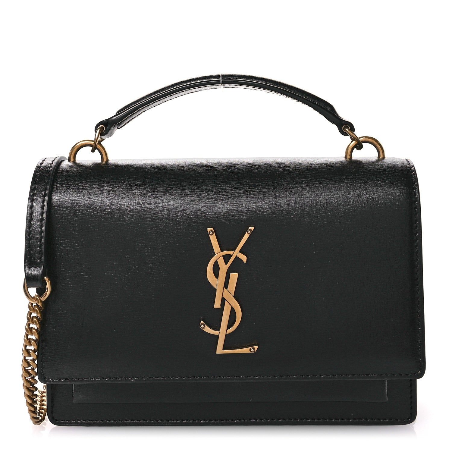 Saint Laurent Calfskin Monogram Sunset Chain Wallet Black 1 of 10
