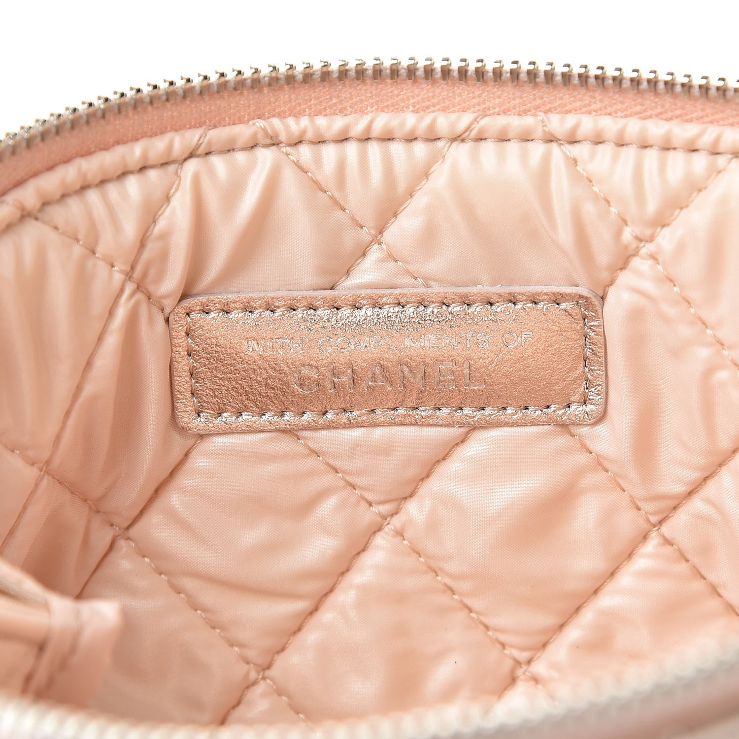 Chanel Metallic Lambskin Quilted Small Cosmetic Pouch Light Pink 7 of 9