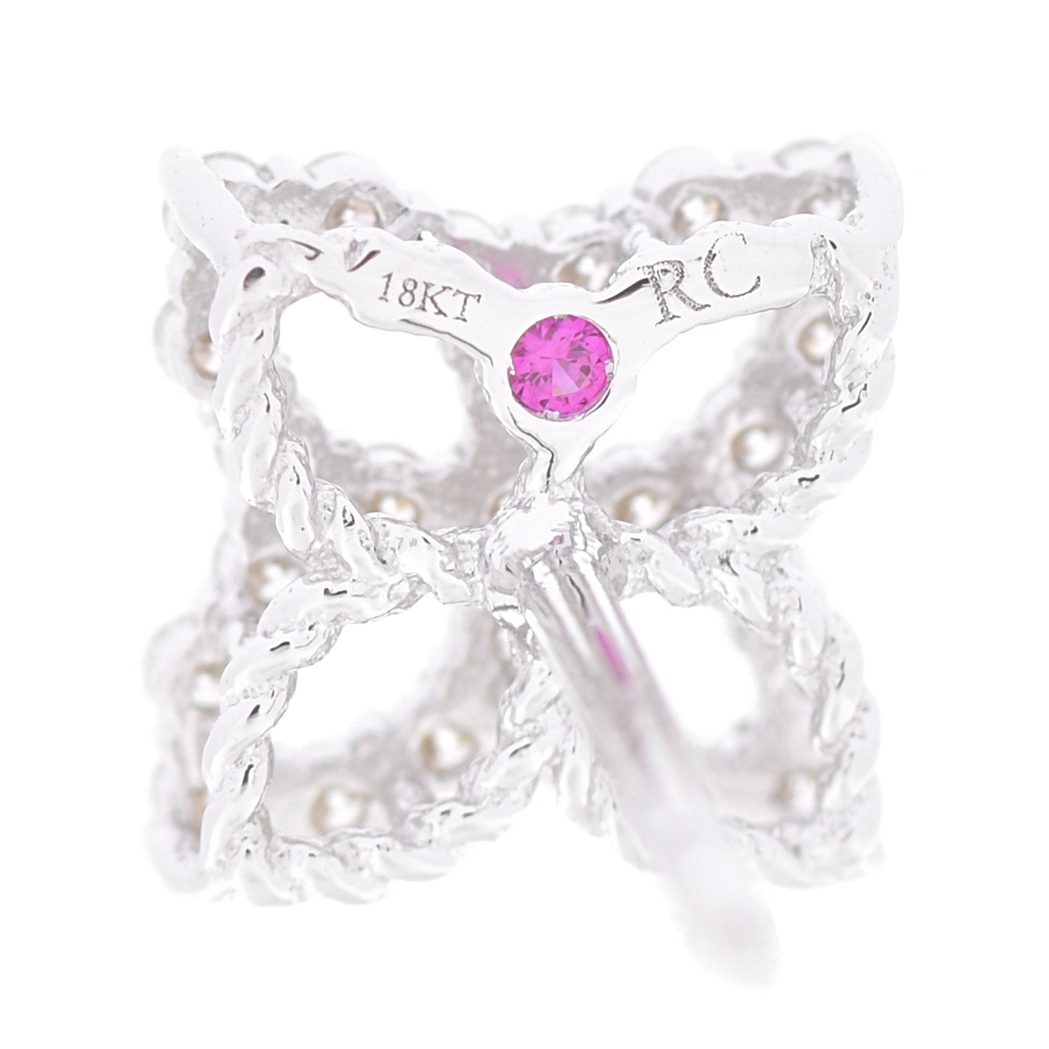Roberto Coin 18K White Gold Diamond Pave 8mm Princess Flower Small Stud Earrings 3 of 5