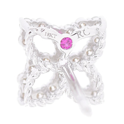 Roberto Coin 18K White Gold Diamond Pave 8mm Princess Flower Small Stud Earrings 3 of 5
