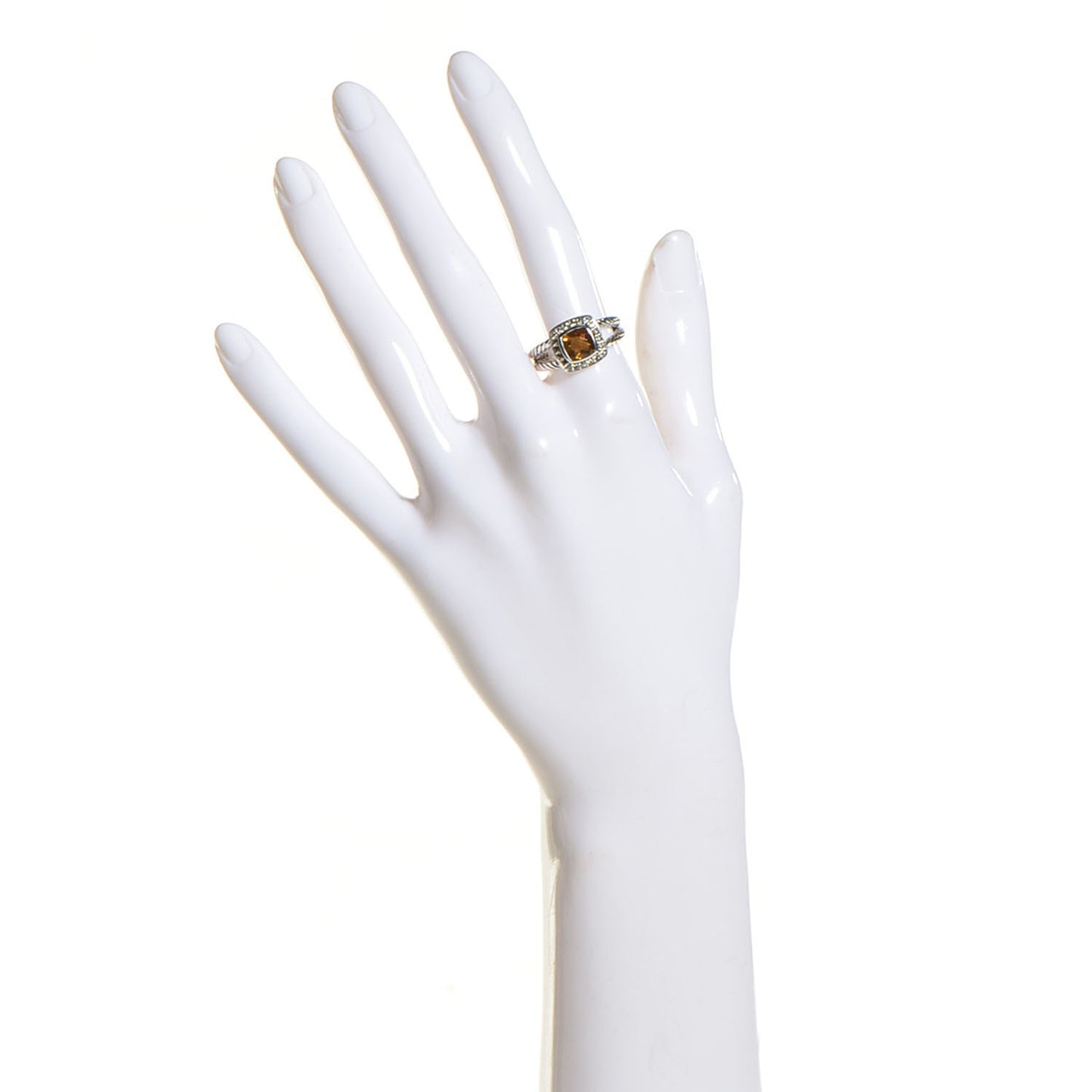 Sterling Silver Diamond Citrine 7mm Petite Albion Ring 54 7