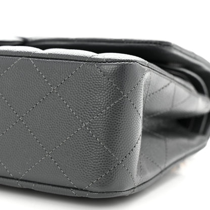 Chanel Caviar Quilted Medium Double Flap Dark Grey 10 of 11