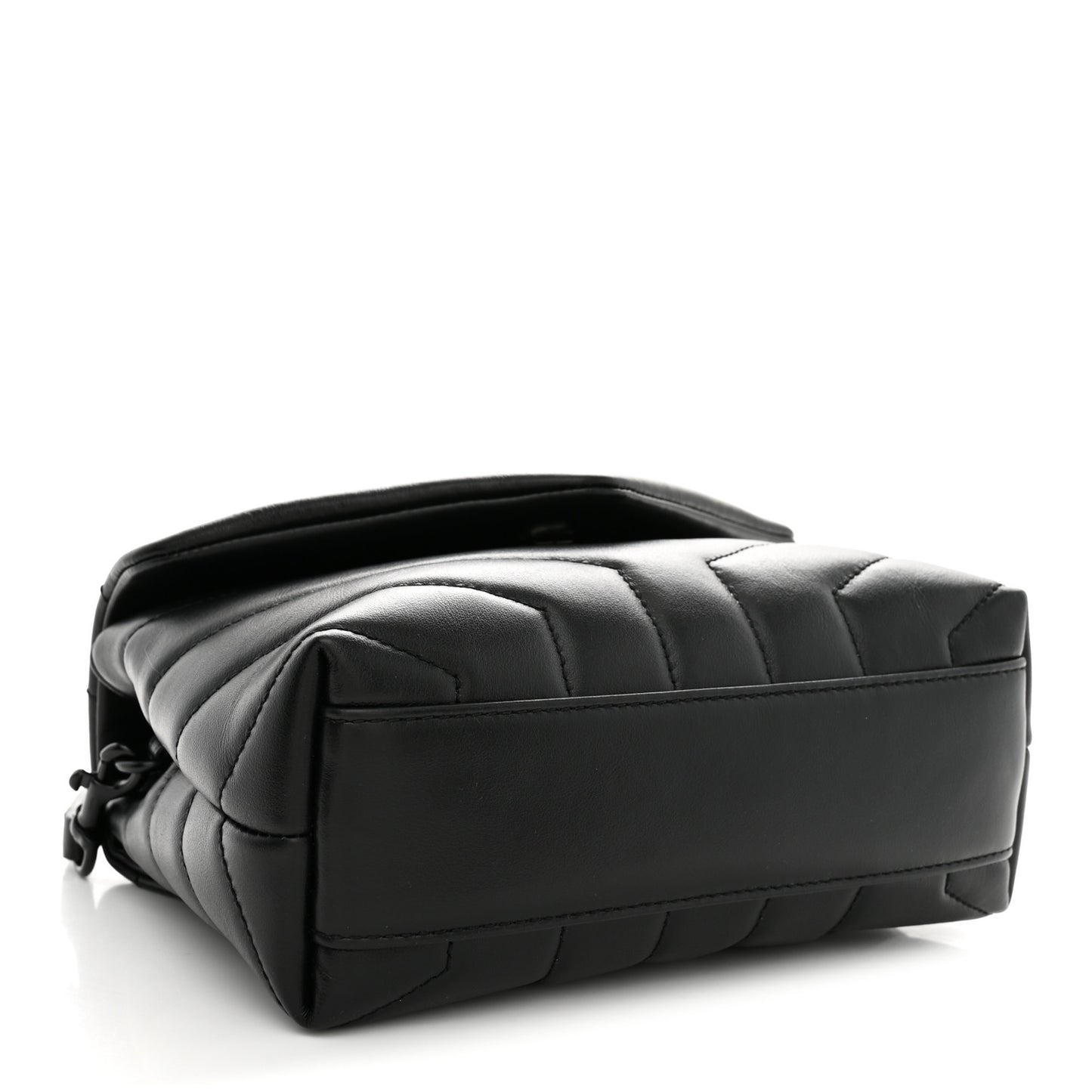 Calfskin Y Quilted Monogram Monochrome Toy Loulou Crossbody Bag Black