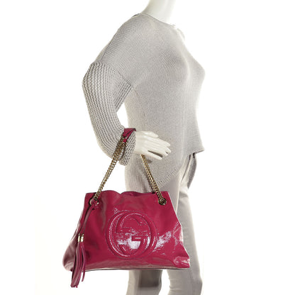Gucci Vernice Naplack Medium Soho Chain Shoulder Bag Bright Bouganville 2 of 9