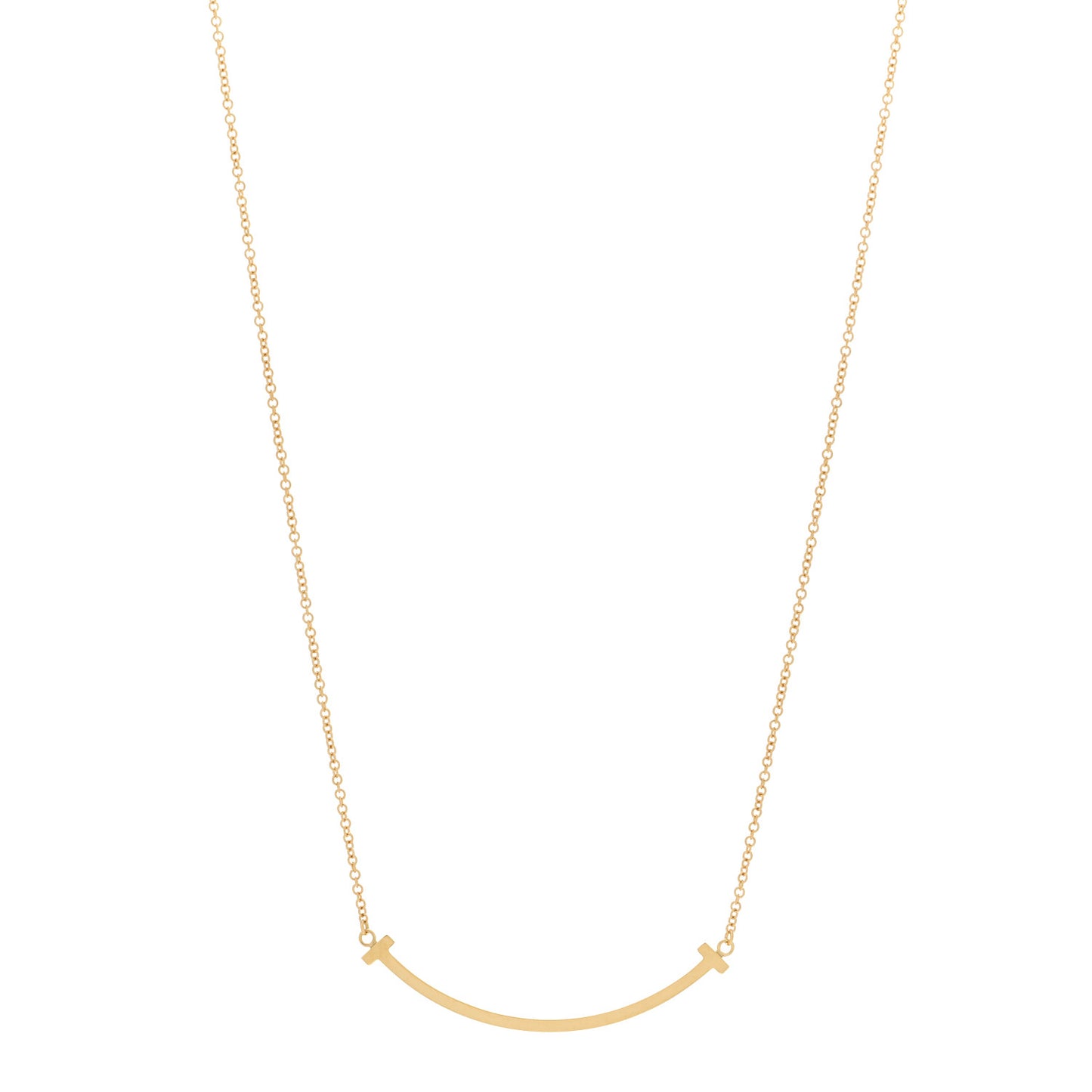 18K Yellow Gold Small T Smile Pendant Necklace